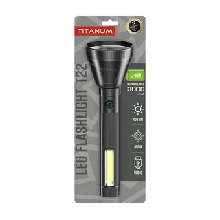 Портативний світлодіодний ліхтар TITANUM TLF-T22 400Lm Black