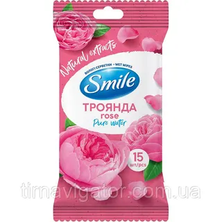 Серветки вологі Smile Daily 15шт Троянда