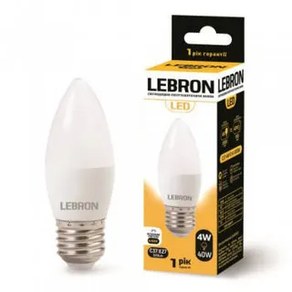 Світлодіодна лампа Lebron L-С37, 4W, Е27, 4100K, 320Lm, кут 220°